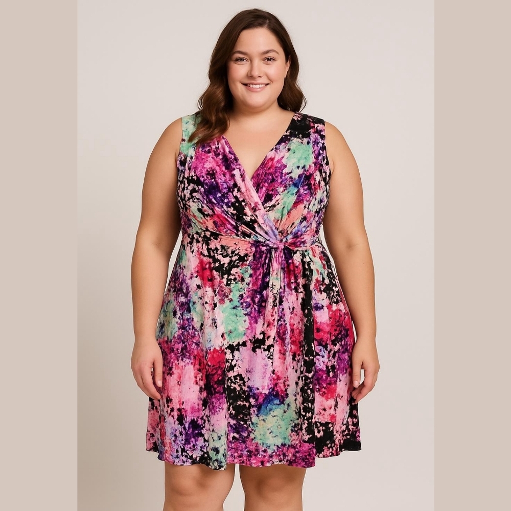 Donna Ricco New York Colorful Abstract Watercolors Print Dress